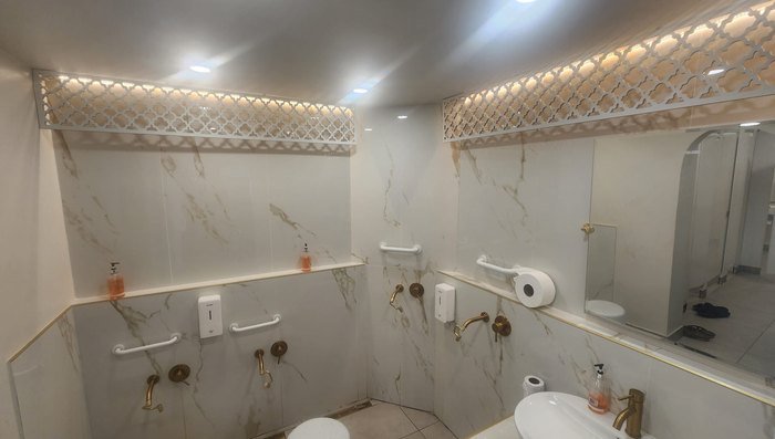 Renovated Ablution washroom with new vanity, sinks and fixtures